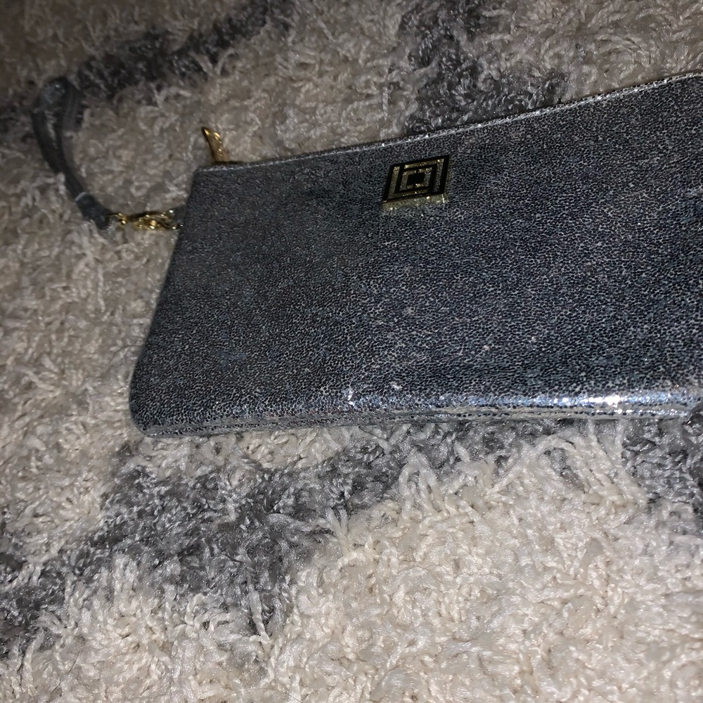 Glitter silver wristlet with IPhone charger
